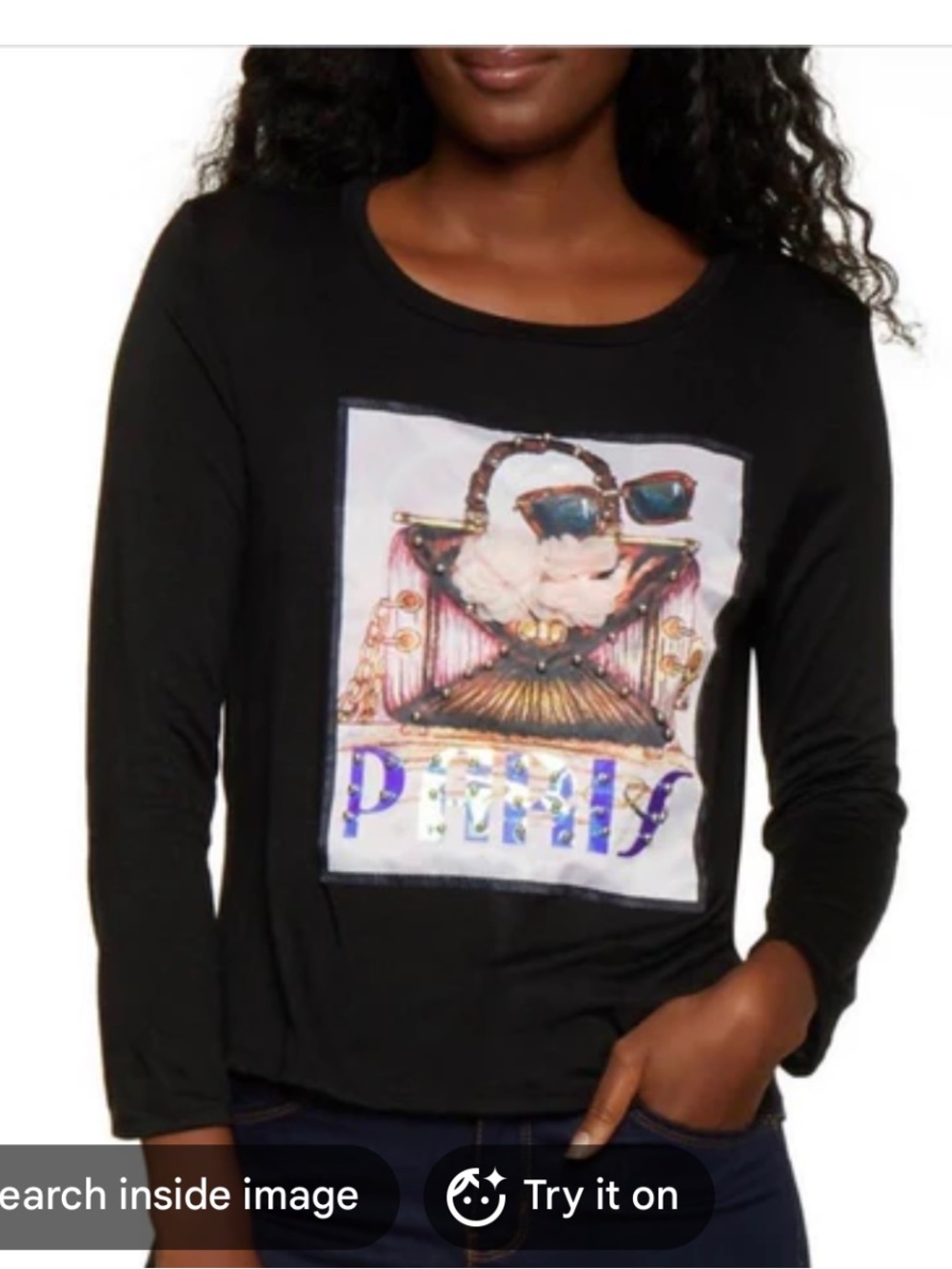 love J Black Top with Multicolor Paris Logo size medium.
